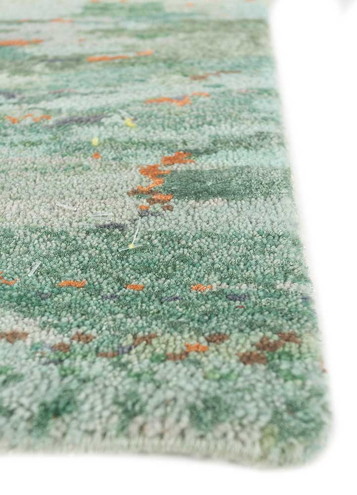 manchaha green wool and bamboo silk Hand Knotted Rug - Corner manchaha green wool and bamboo silk Hand Knotted Rug - Corner