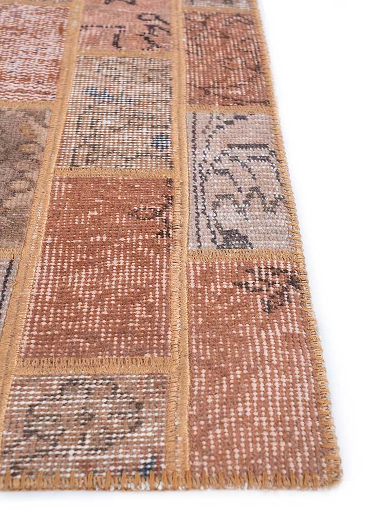 provenance beige and brown wool Hand Knotted Rug - Corner