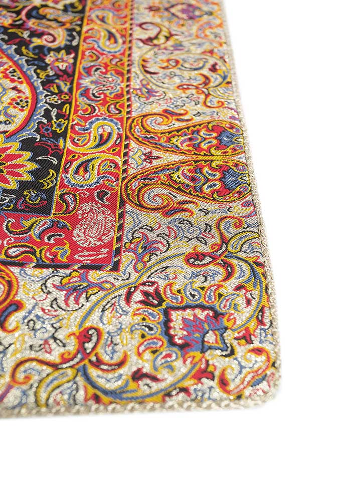 gulmarg grey and black silk and zari Wall Art Rug - Corner gulmarg grey and black silk and zari Wall Art Rug - Corner