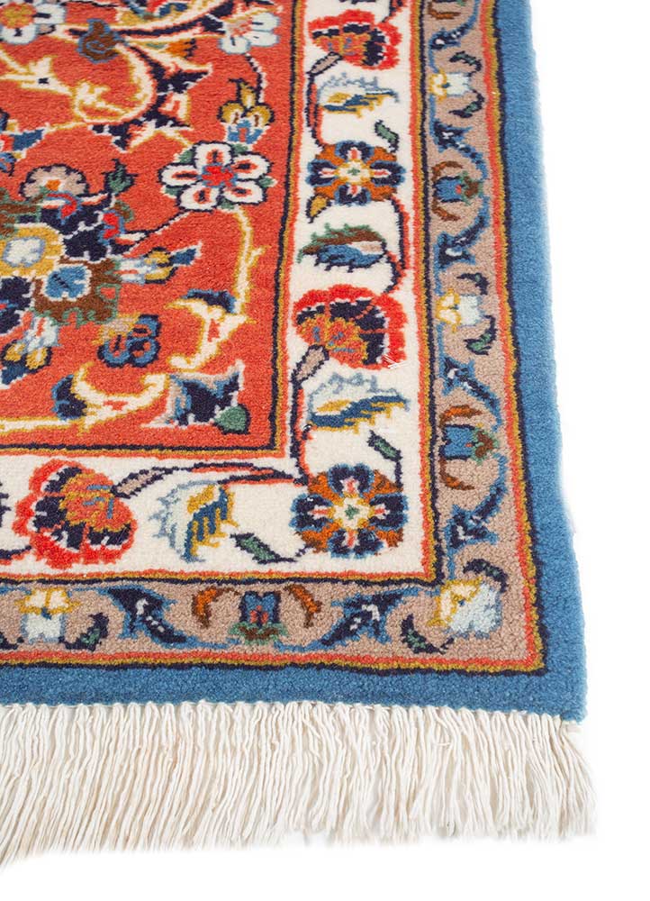 aalam blue wool Hand Knotted Rug - Corner