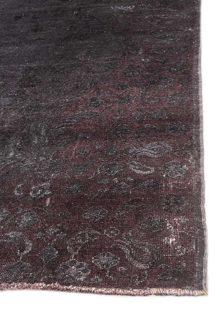 aalam grey and black wool and silk Hand Knotted Rug - Corner