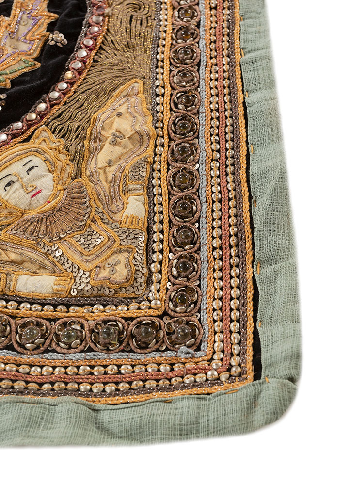 bespoke sile gold cotton and matal and zari Wall Art Rug - Corner bespoke sile gold cotton and matal and zari Wall Art Rug - Corner