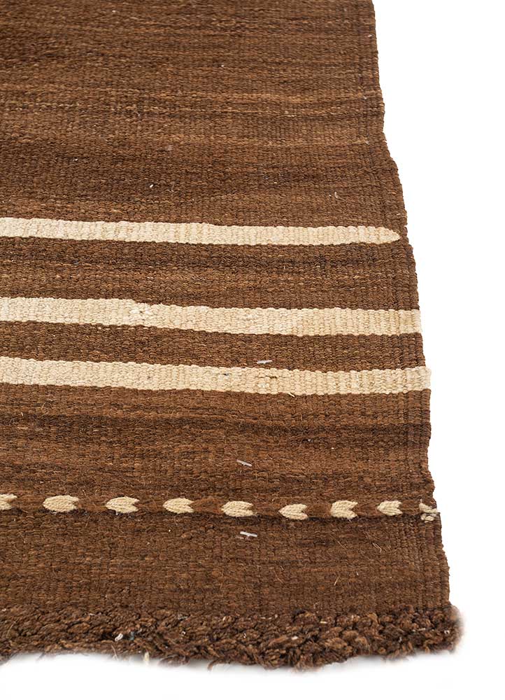 aalam beige and brown wool and viscose Hand Knotted Rug - Corner