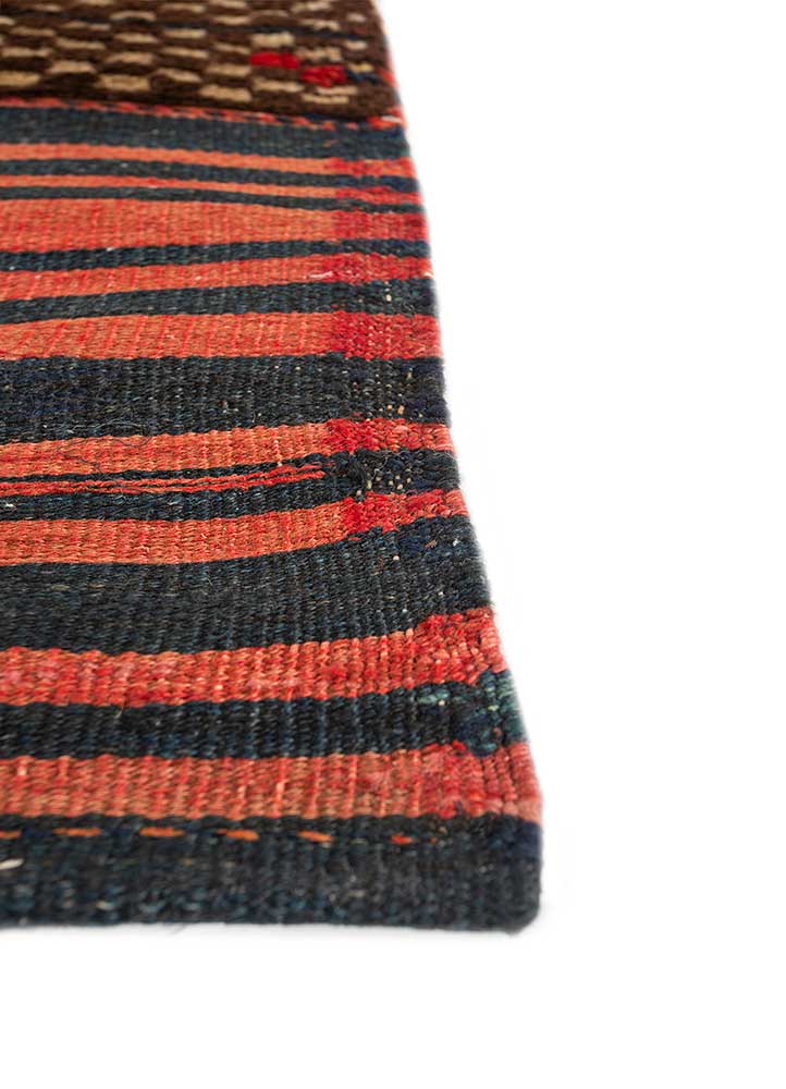 bespoke sile red and orange wool Wall Art Rug - Corner