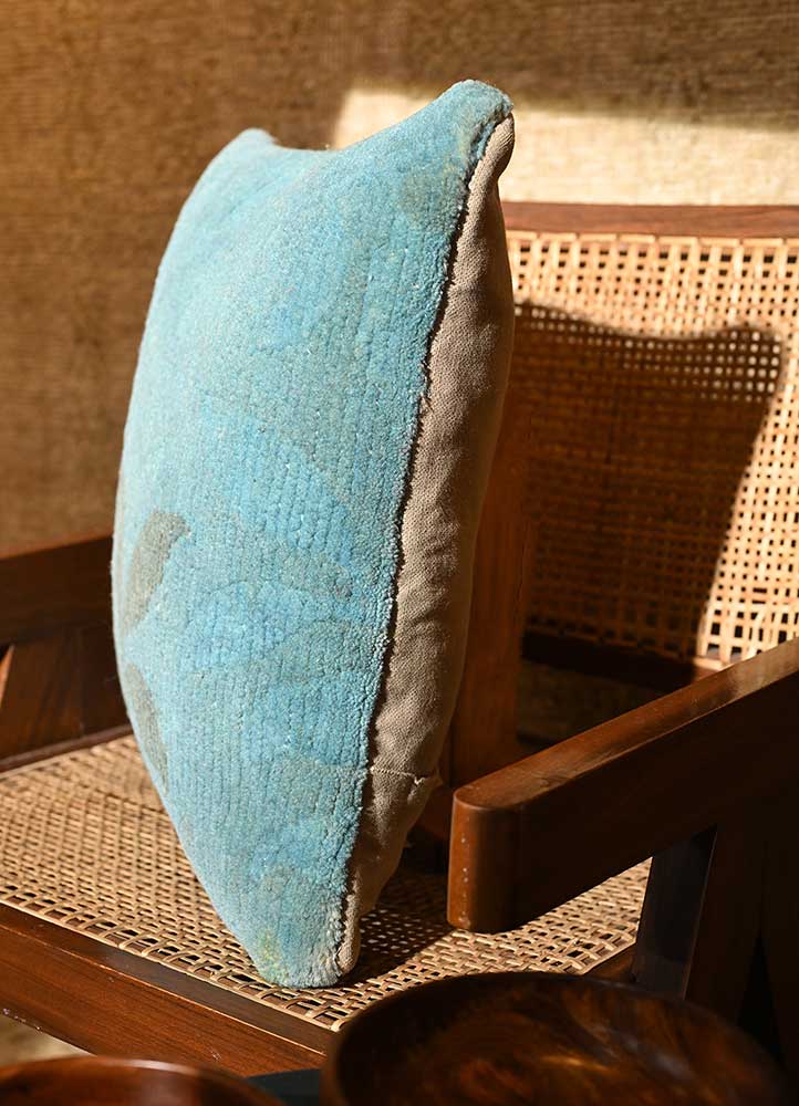 cushion blue wool Cushion Cover Rug - Corner