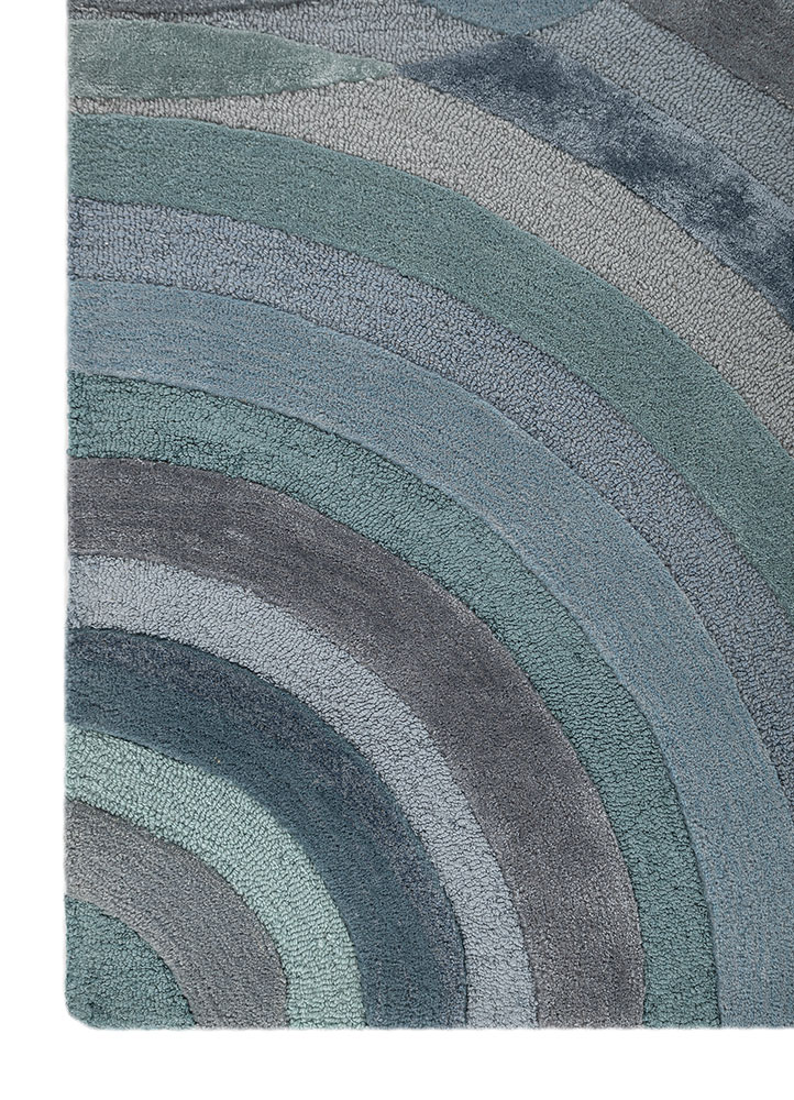 aprezo blue wool and viscose Hand Tufted Rug - Corner aprezo blue wool and viscose Hand Tufted Rug - Corner