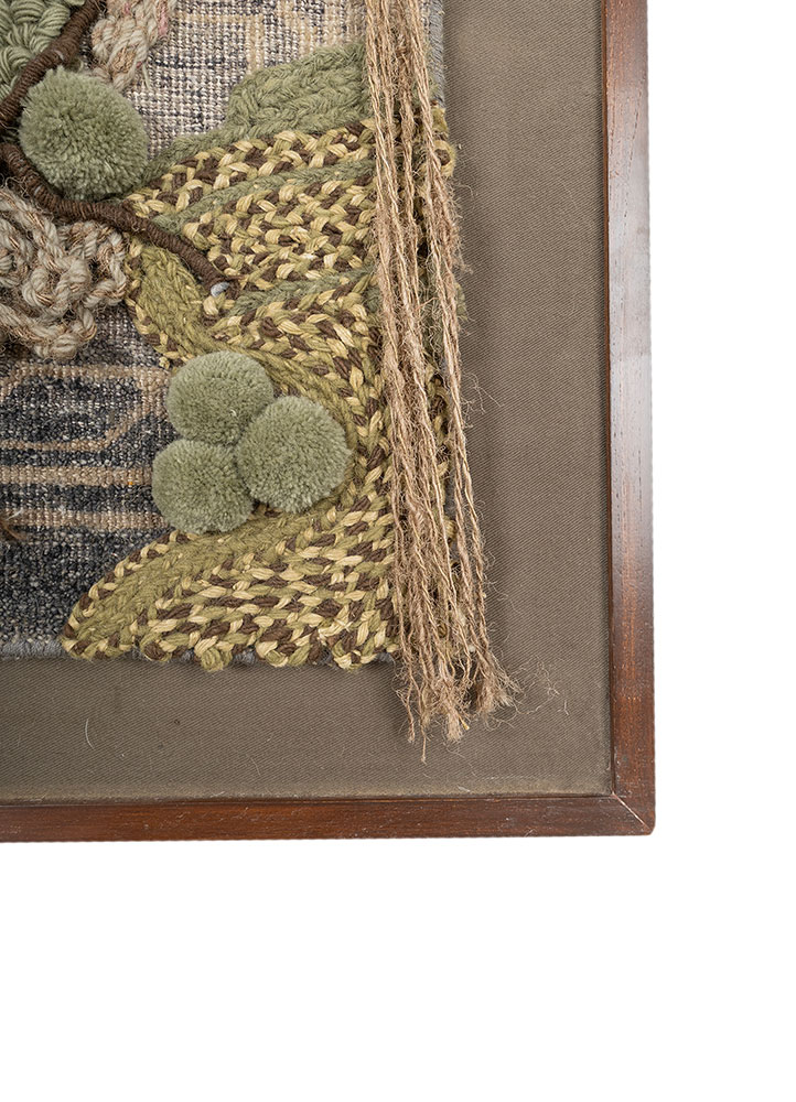 wall art green wool and silk  Rug - Corner