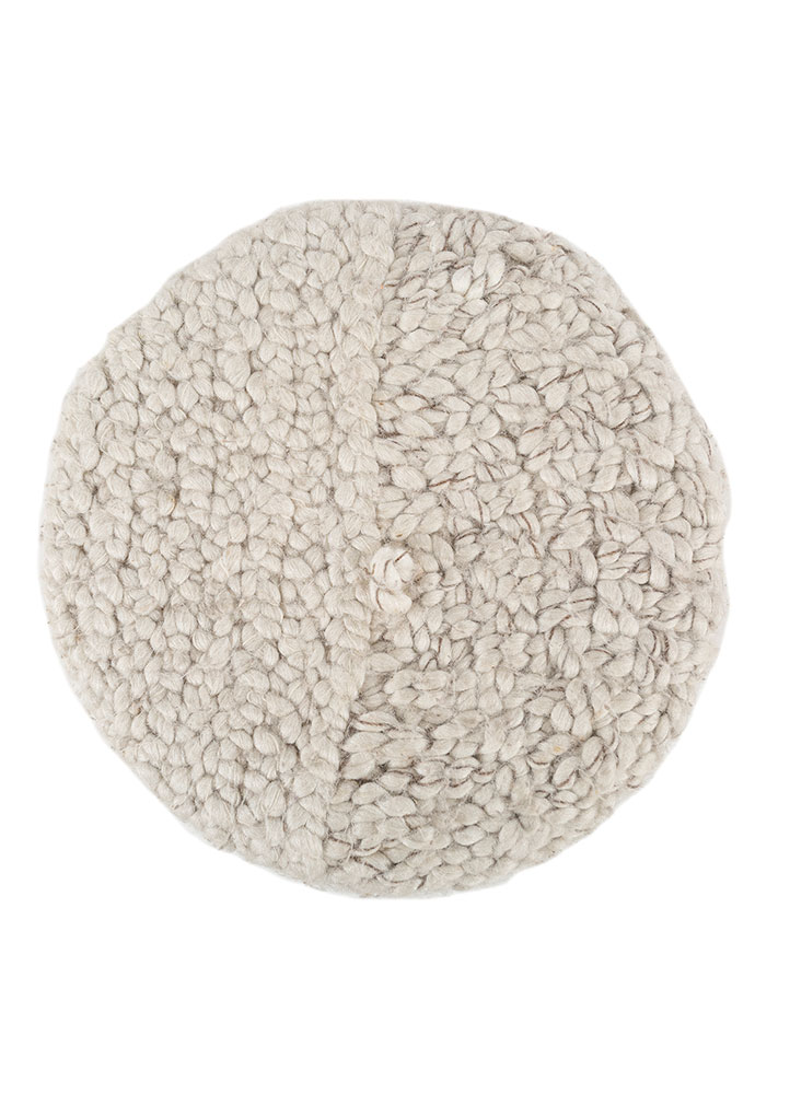 handmade pouf beige and brown jute and hemp Hand Woven Rug - FloorShot