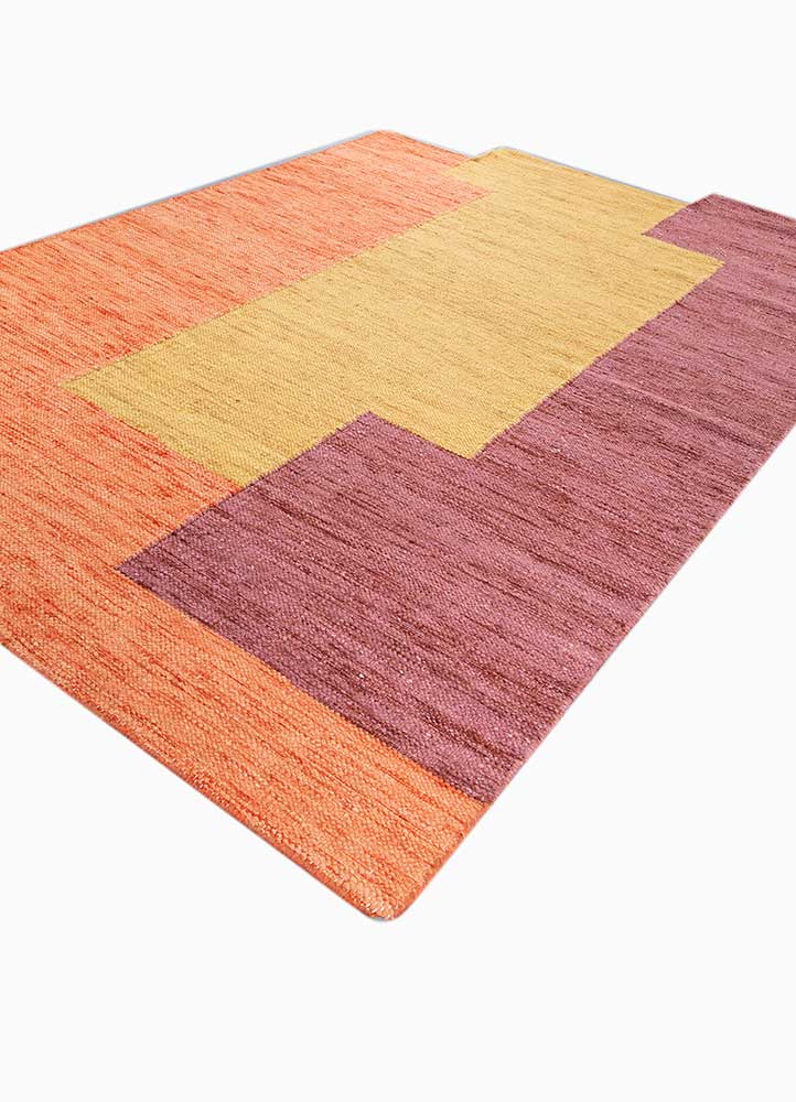 daaira red and orange wool Flat Weaves Rug - FloorShot