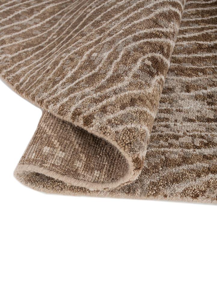 entropy beige and brown wool and bamboo silk Hand Knotted Rug - FloorShot