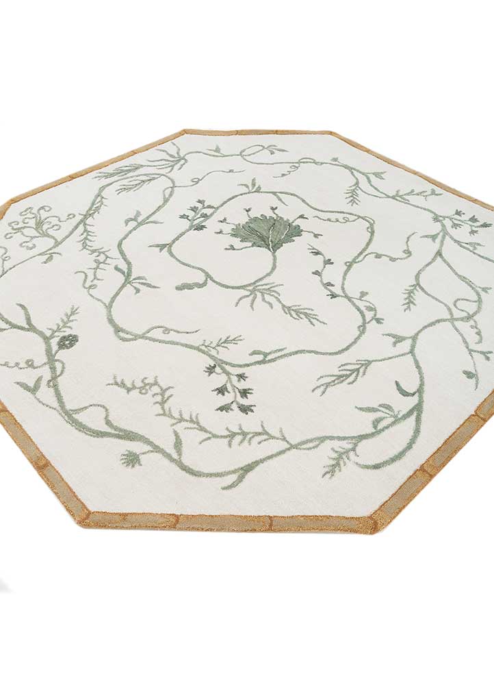 jardins du monde beige and brown wool Hand Knotted Rug - FloorShot