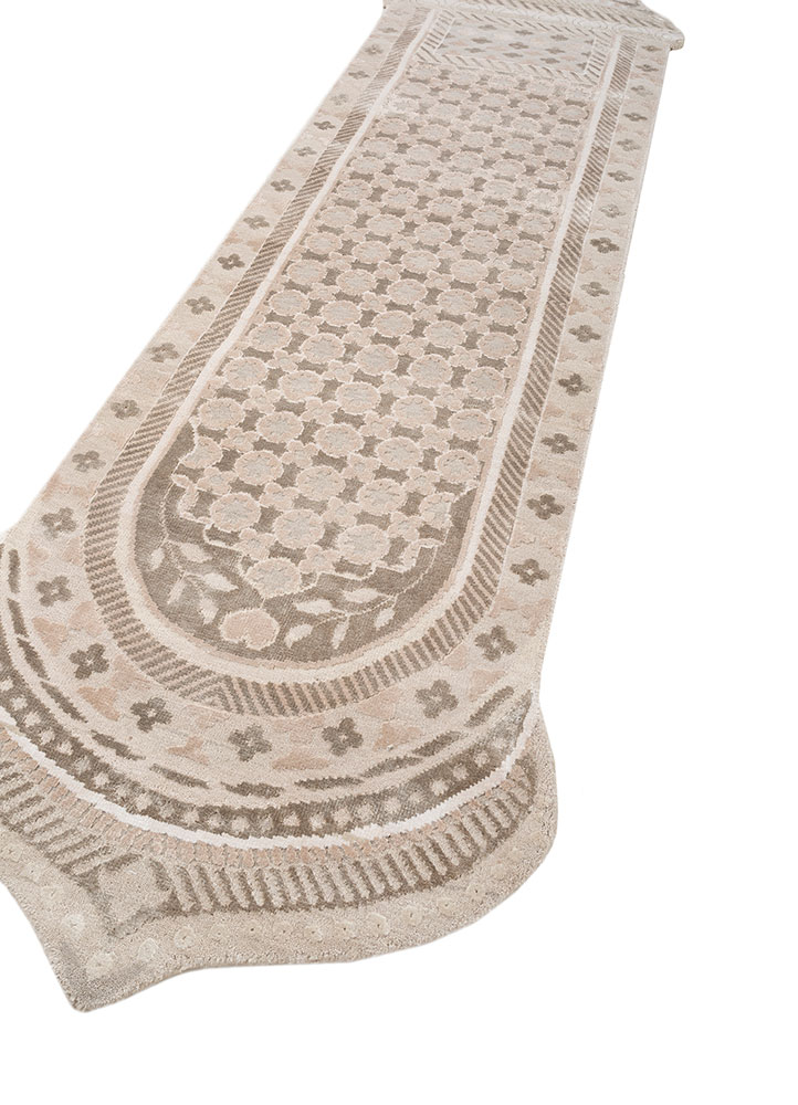 khidki beige and brown wool and bamboo silk Hand Knotted Rug - FloorShot