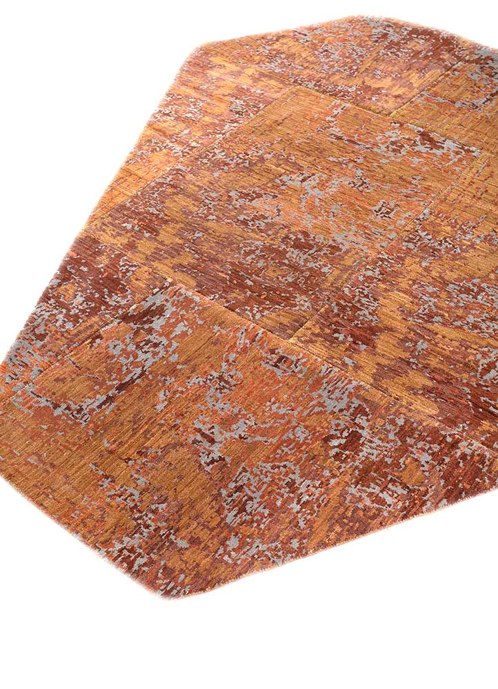 provenance red and orange wool Hand Knotted Rug - FloorShot