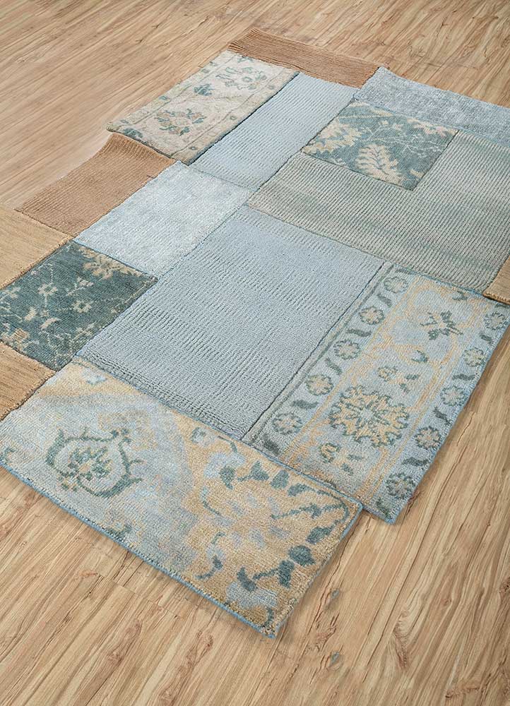 provenance blue wool and viscose Hand Knotted Rug - FloorShot