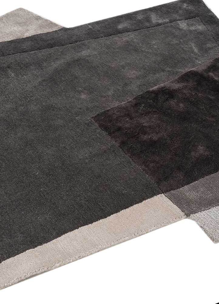 come around grey and black wool and viscose Hand Tufted Rug - FloorShot