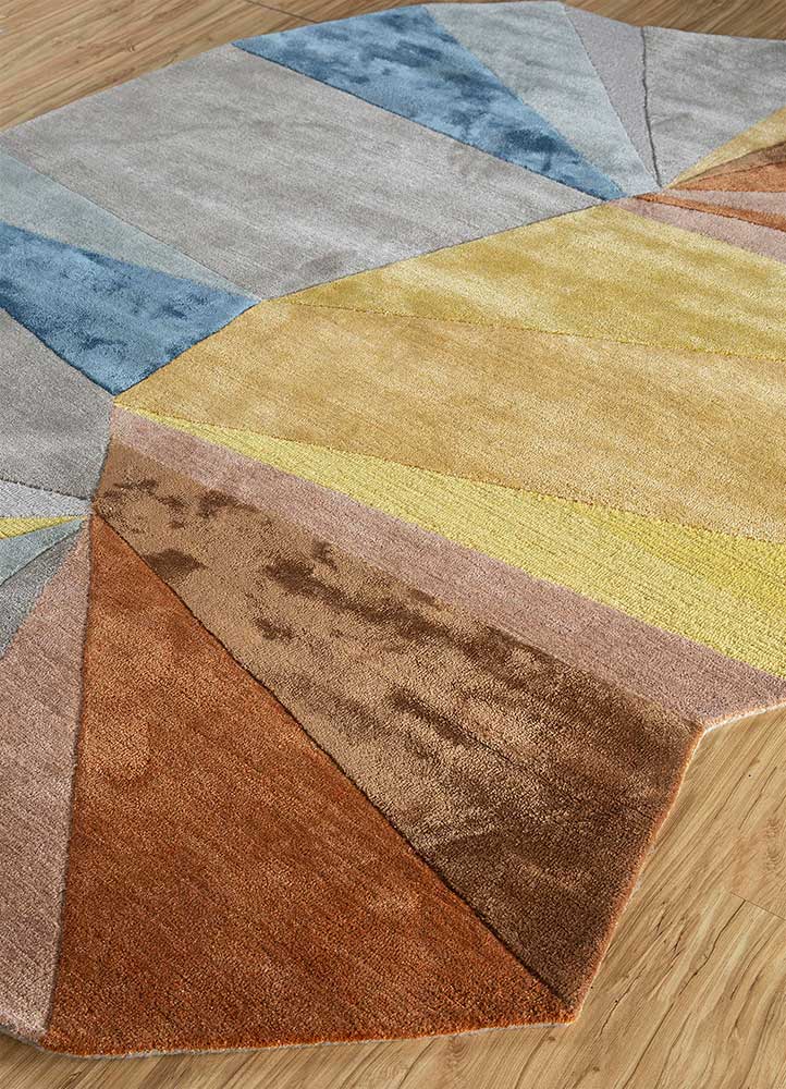 come around beige and brown wool and viscose Hand Tufted Rug - FloorShot