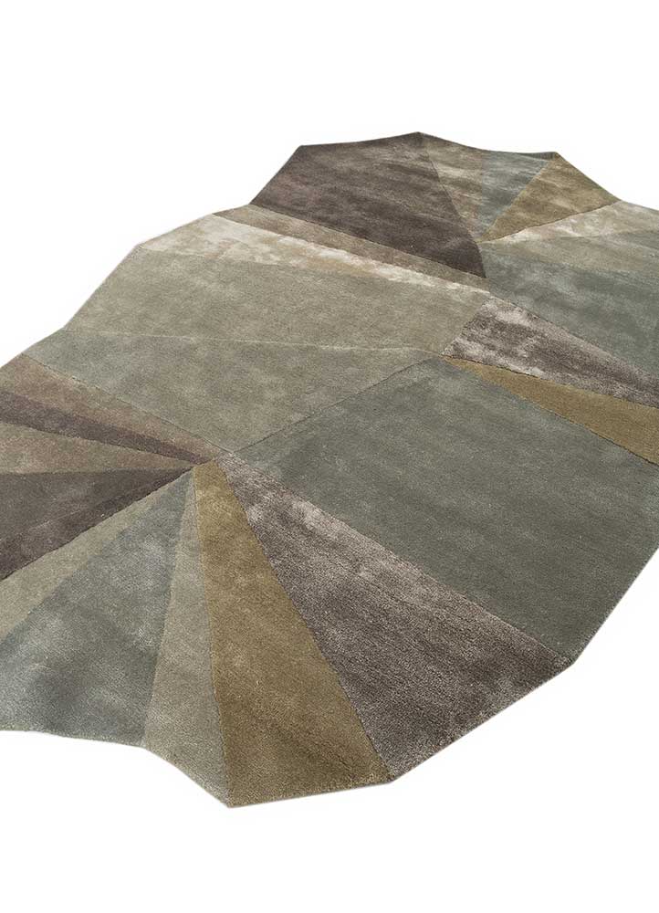 come around green wool and viscose Hand Tufted Rug - FloorShot