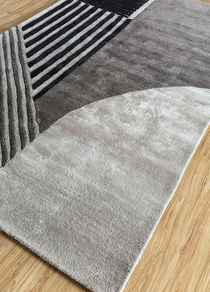 come around grey and black wool and viscose Hand Tufted Rug - FloorShot come around grey and black wool and viscose Hand Tufted Rug - FloorShot