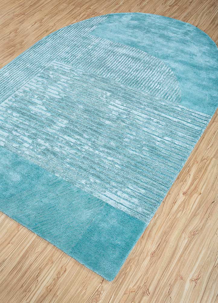 come around blue wool and viscose Hand Tufted Rug - FloorShot