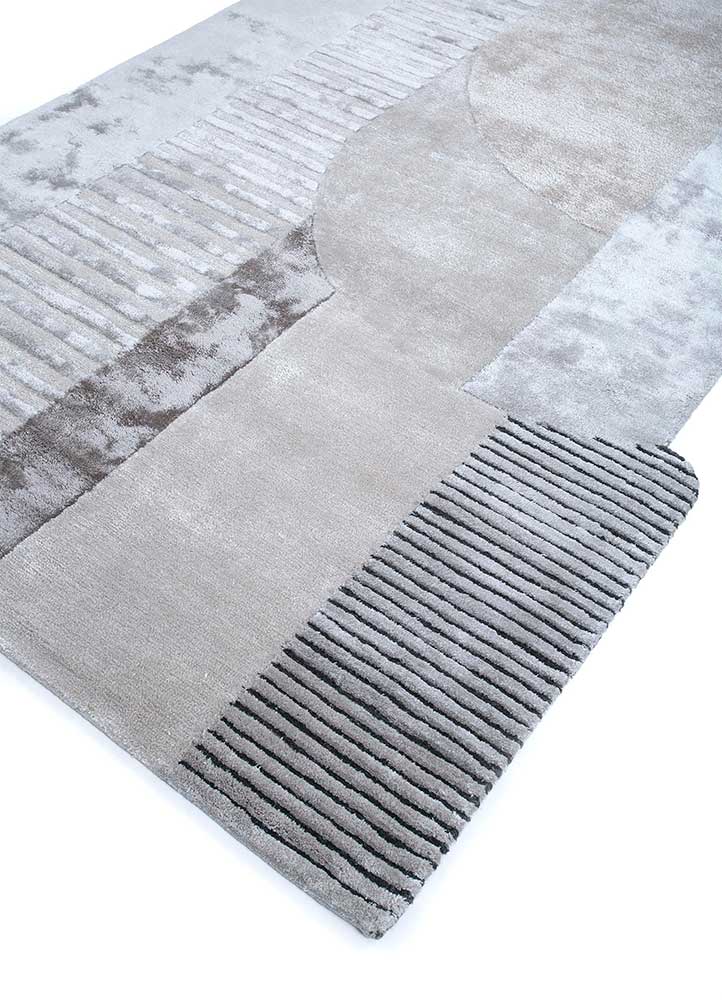 come around grey and black wool and viscose Hand Tufted Rug - FloorShot