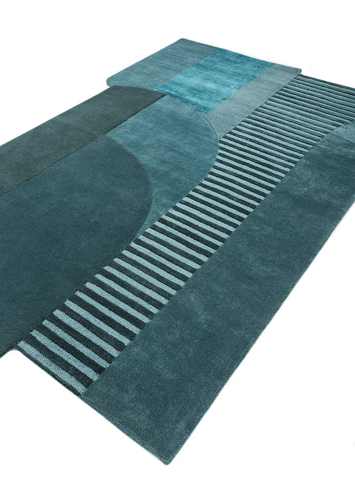 come around blue wool and viscose Hand Tufted Rug - FloorShot