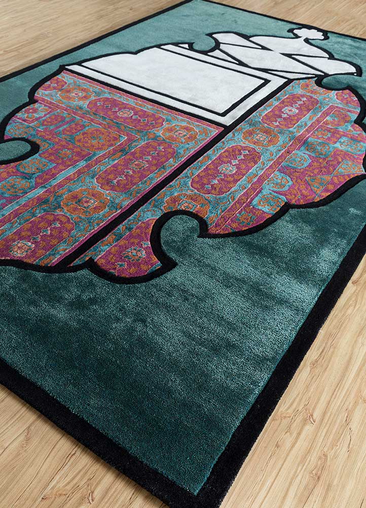 concoction green wool and viscose Hand Tufted Rug - FloorShot