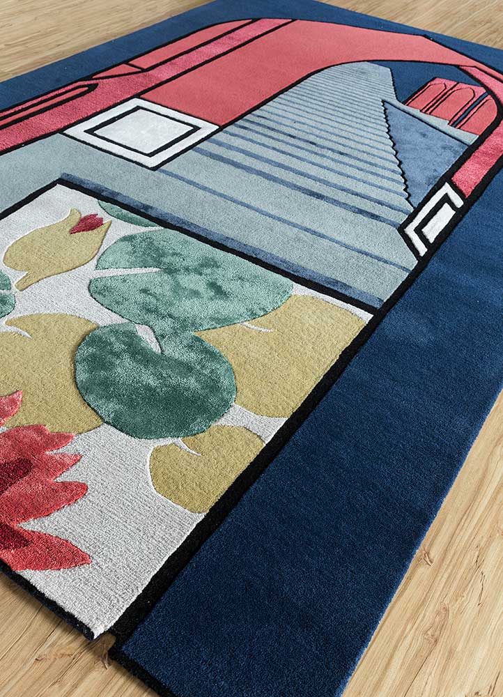 concoction blue wool and viscose Hand Tufted Rug - FloorShot