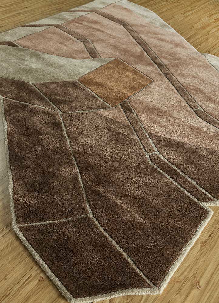 archetype beige and brown wool and viscose Hand Tufted Rug - FloorShot archetype beige and brown wool and viscose Hand Tufted Rug - FloorShot