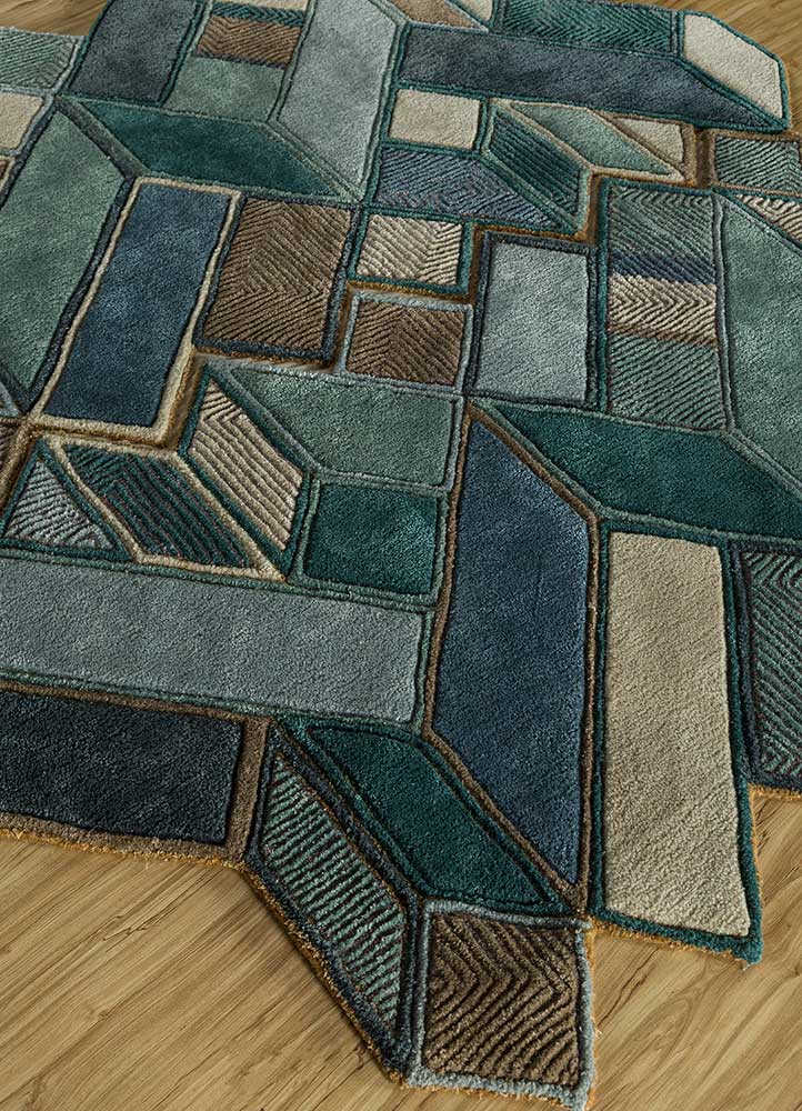 archetype blue wool and viscose Hand Tufted Rug - FloorShot