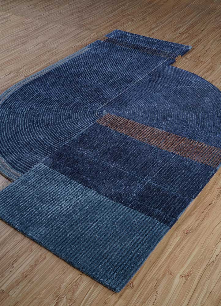 come around blue wool and viscose Hand Tufted Rug - FloorShot