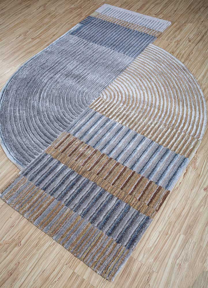come around grey and black wool and viscose Hand Tufted Rug - FloorShot