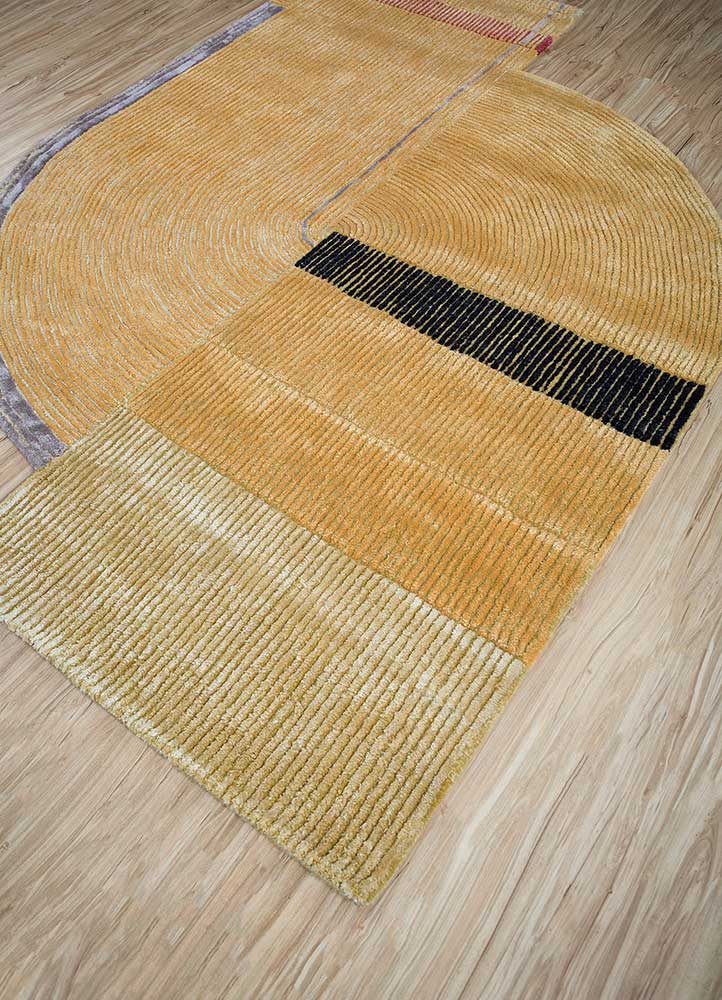 come around gold wool and viscose Hand Tufted Rug - FloorShot