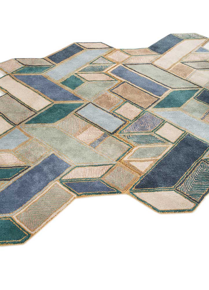 archetype blue wool and viscose Hand Tufted Rug - FloorShot