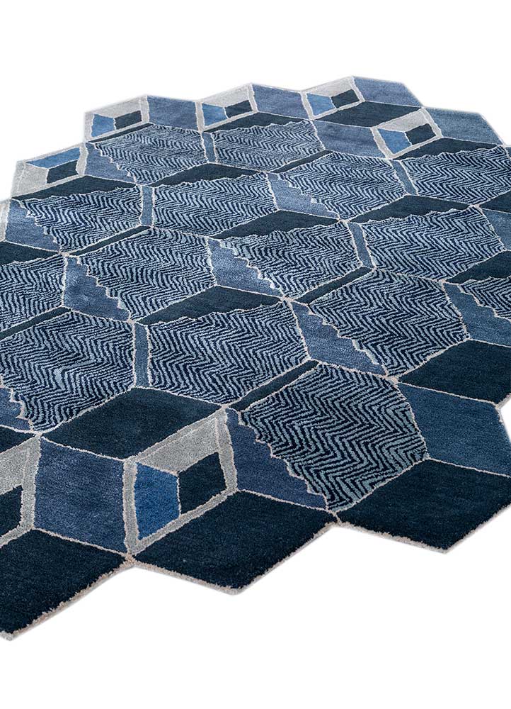 archetype blue wool and viscose Hand Tufted Rug - FloorShot