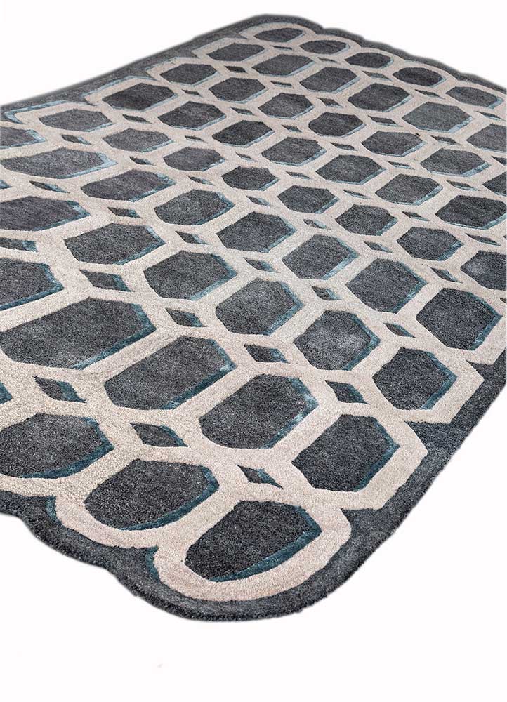 acar grey and black wool and viscose Hand Tufted Rug - FloorShot