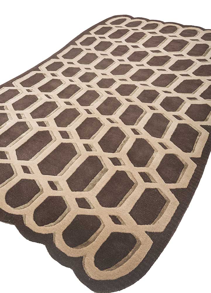 acar beige and brown wool and viscose Hand Tufted Rug - FloorShot