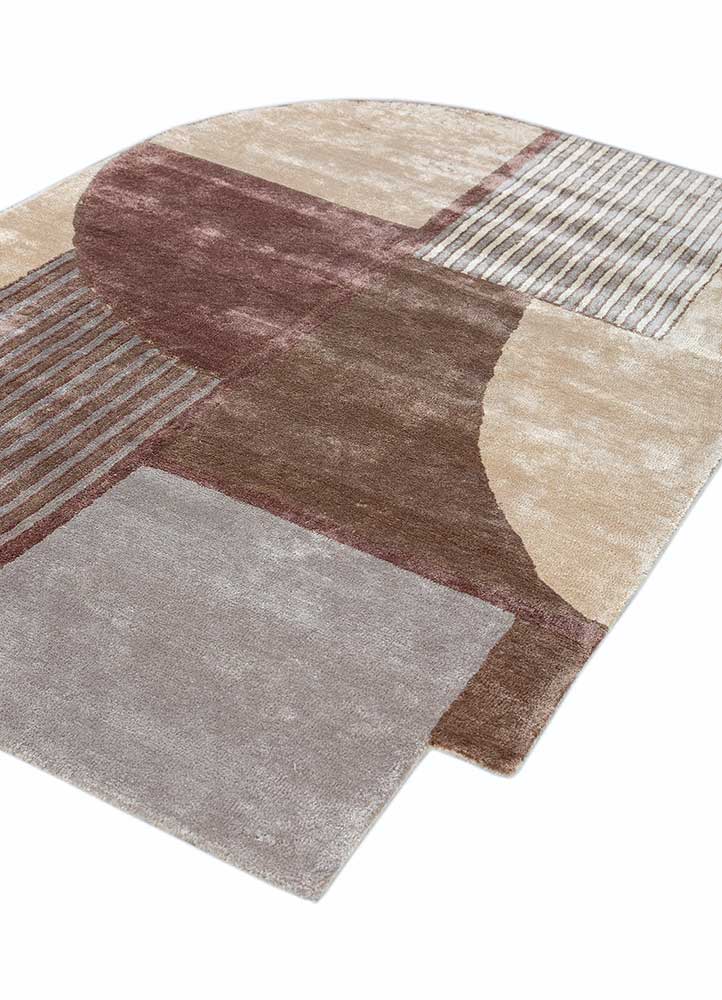 vyom beige and brown viscose Hand Tufted Rug - FloorShot