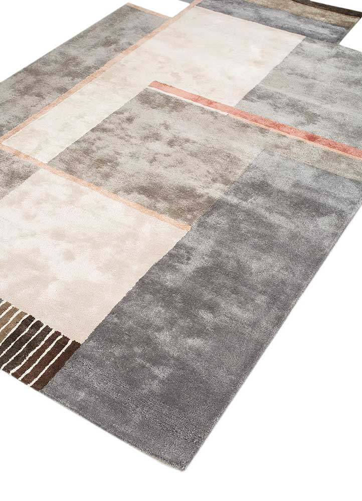 vyom grey and black viscose Hand Tufted Rug - FloorShot