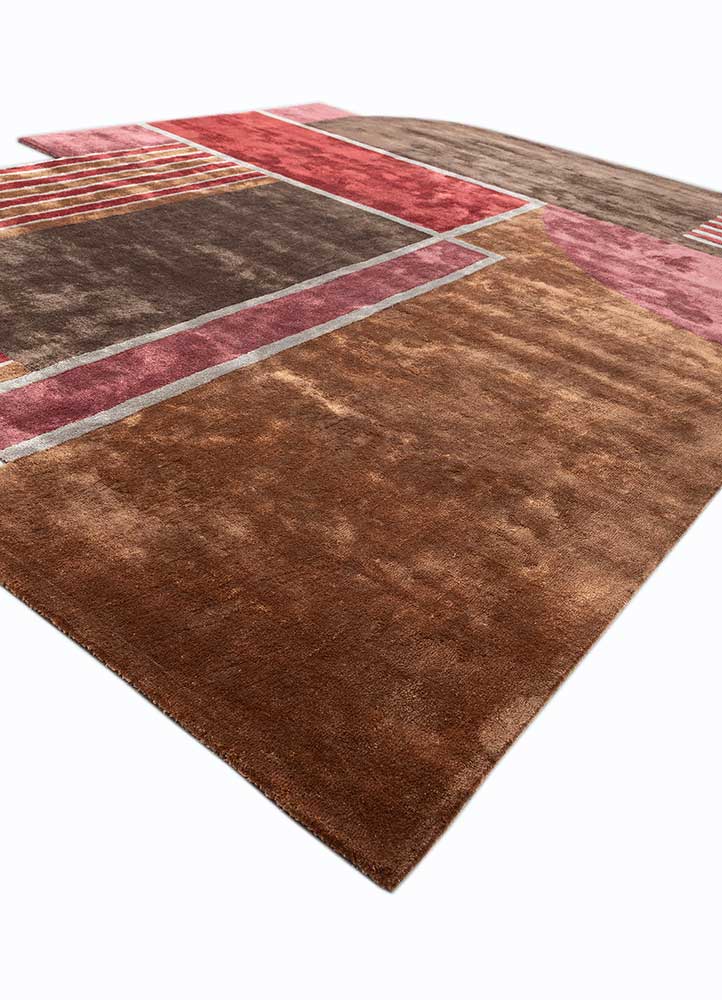 vyom beige and brown viscose Hand Tufted Rug - FloorShot