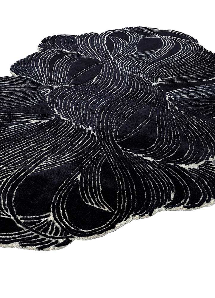 infini blue wool and viscose Hand Tufted Rug - FloorShot