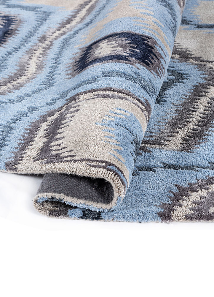 mythos blue wool and viscose Hand Tufted Rug - FloorShot