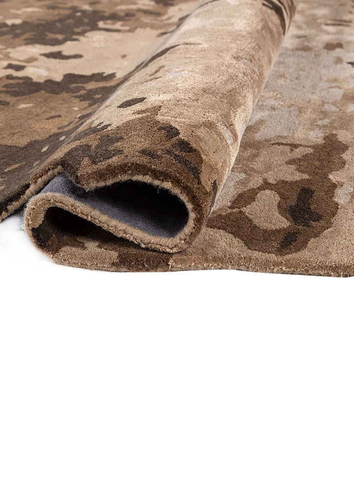 genesis beige and brown wool and viscose Hand Tufted Rug - FloorShot