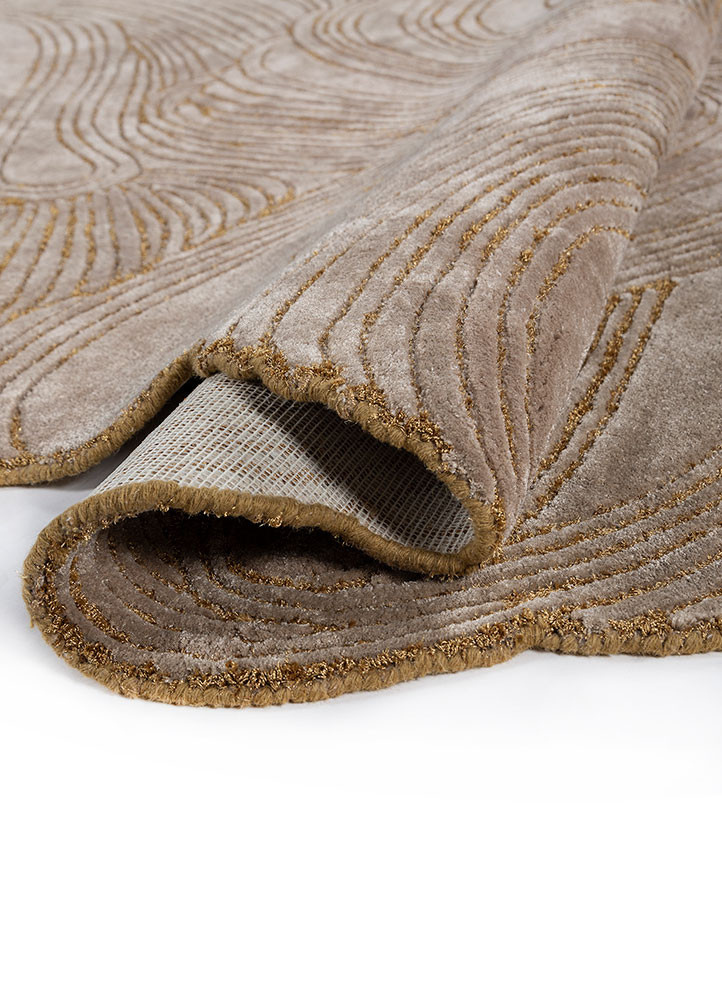 infini beige and brown viscose Hand Tufted Rug - FloorShot