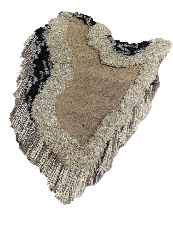 wall art beige and brown wool and silk Wall Art Rug - FloorShot