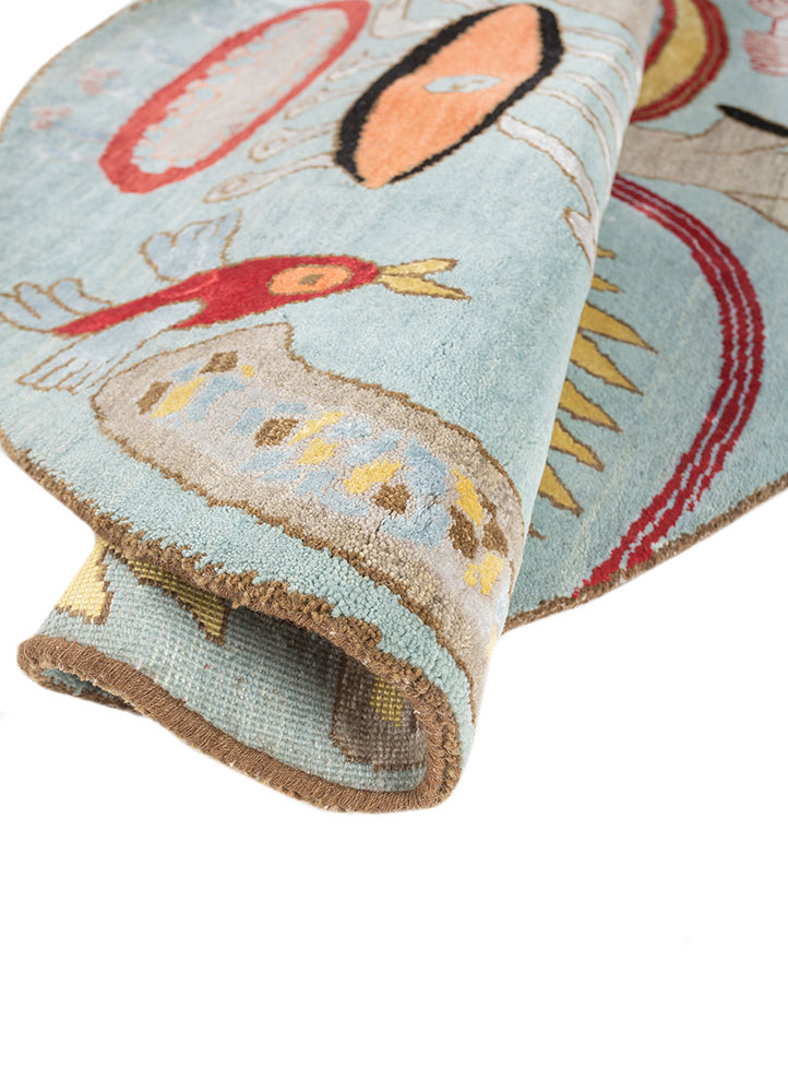 dreamers blue wool and bamboo silk Hand Knotted Rug - FloorShot