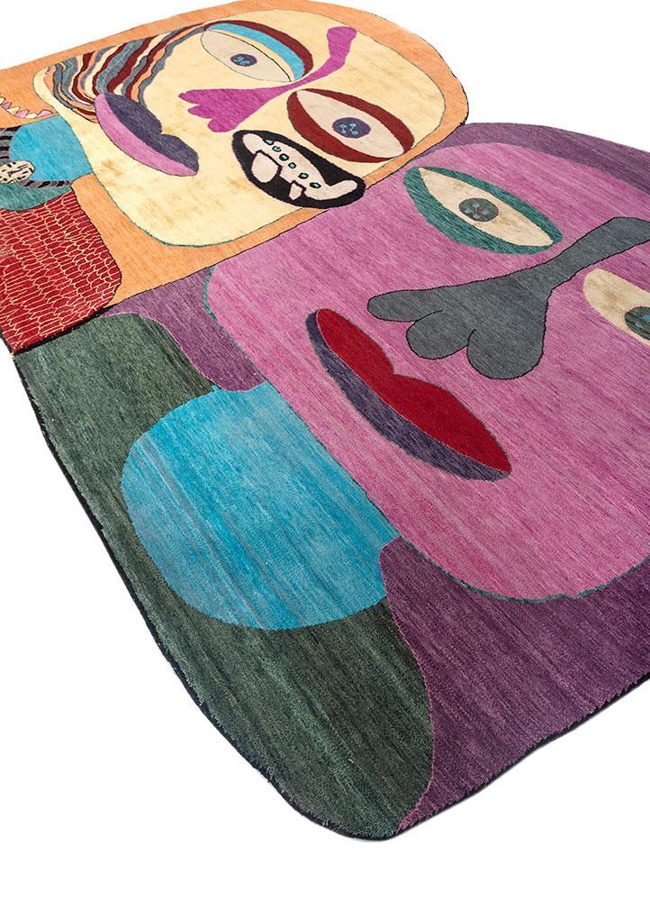 dreamers pink and purple wool and bamboo silk Hand Knotted Rug - FloorShot