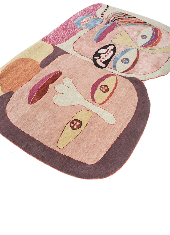 dreamers pink and purple wool and bamboo silk Hand Knotted Rug - FloorShot