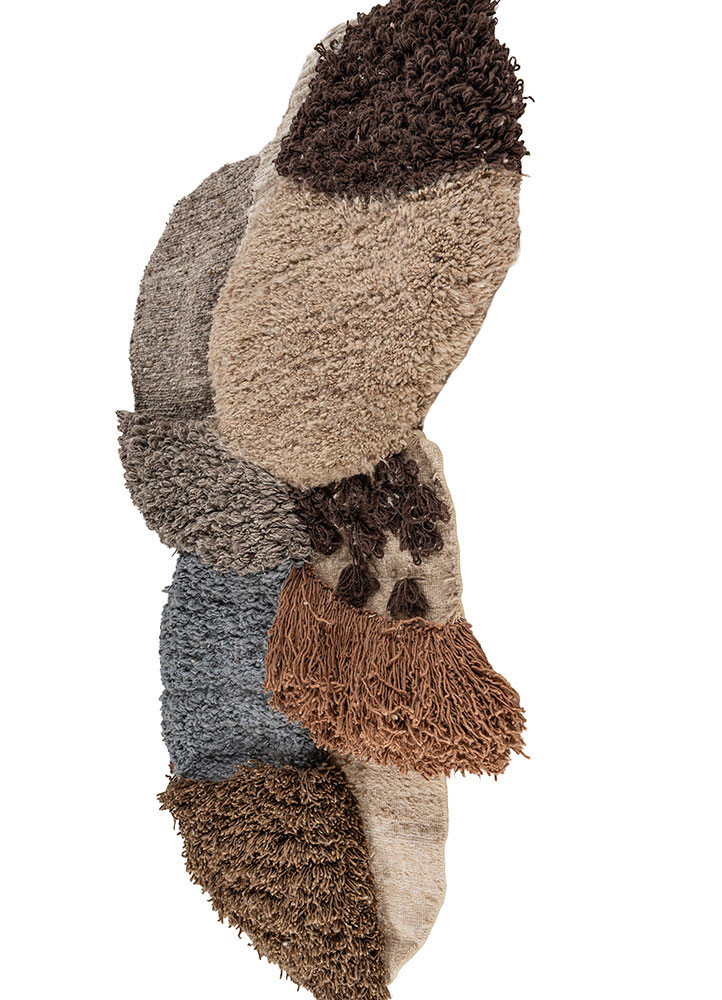 wall installation beige and brown wool Hand Knotted Rug - FloorShot wall installation beige and brown wool Hand Knotted Rug - FloorShot