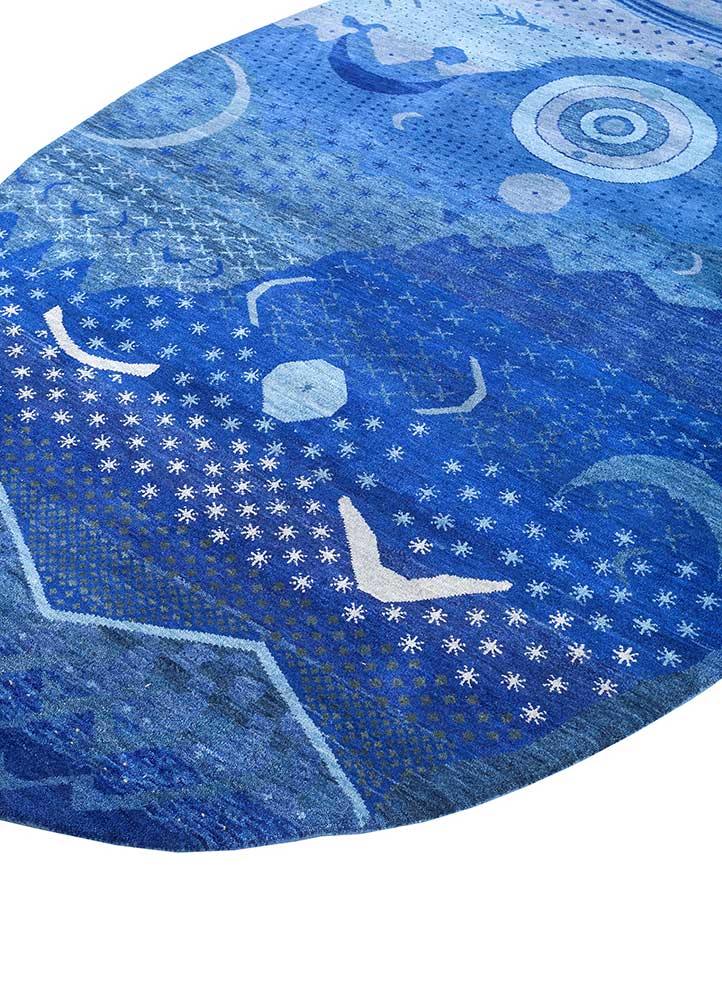 brahmaand blue wool Hand Knotted Rug - FloorShot brahmaand blue wool Hand Knotted Rug - FloorShot