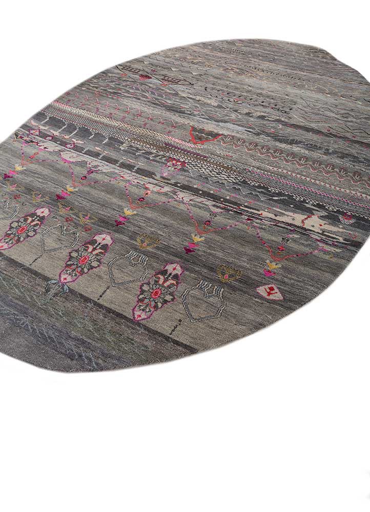 manchaha grey and black wool and silk Hand Knotted Rug - FloorShot manchaha grey and black wool and silk Hand Knotted Rug - FloorShot